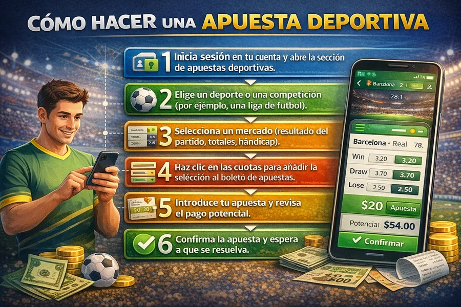 Cómo hacer una apuesta deportiva paso a paso en línea